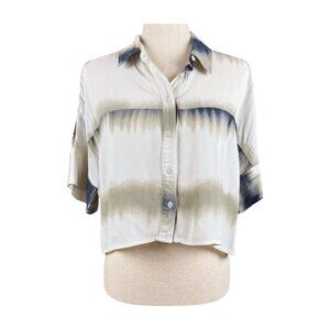 ZARA BUTTON UP SHORT SLEEVE CROPPED TOP, SIZE S